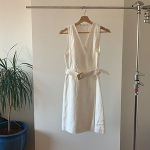 NWOT Mango White Linen Belted Wrap Dress